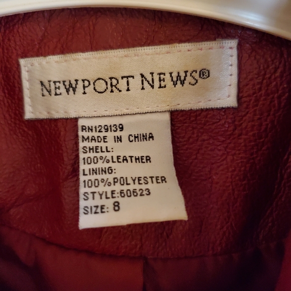 Newport News Red/Wine Leather Jacket S 8 - Picture 3 of 12